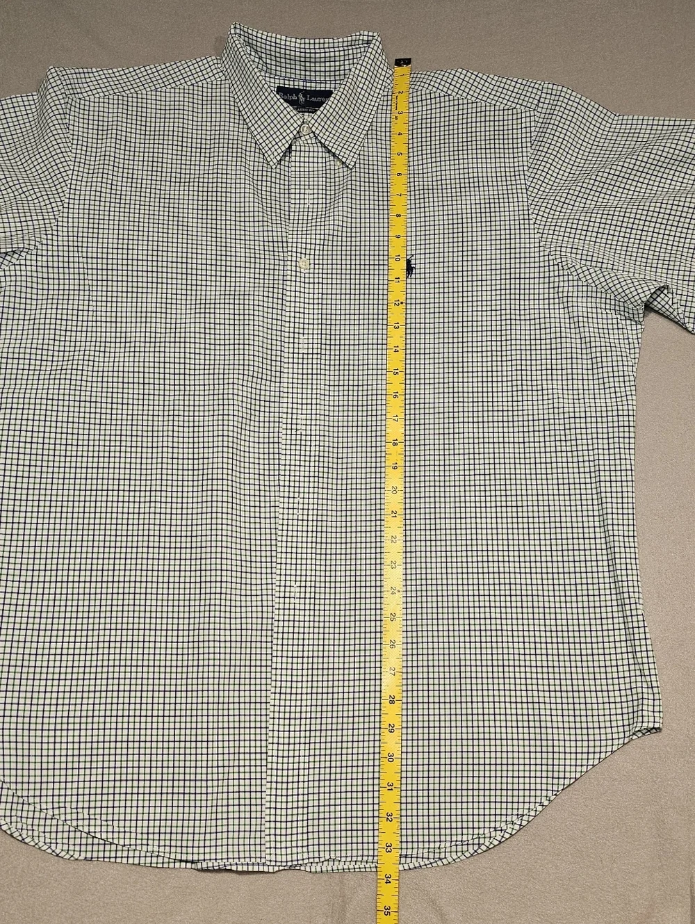 Polo by Ralph Lauren Green and White Mini-Check‎ Button-Down Shirt Size XXL